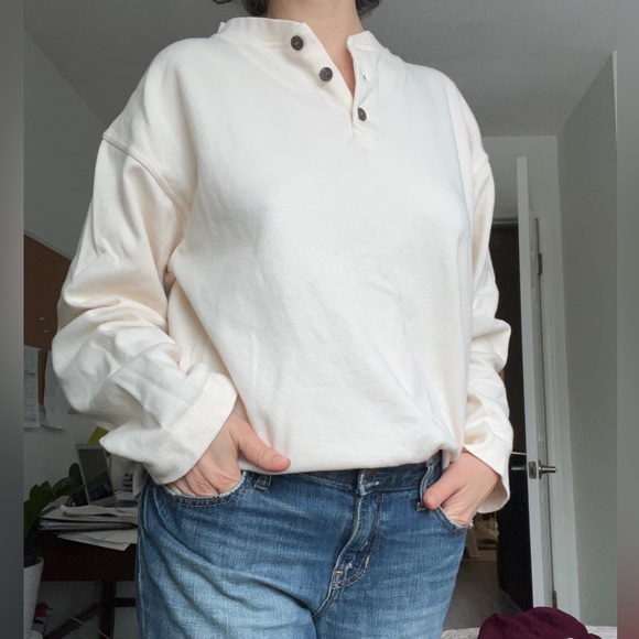 Cotton henley men’s loungewear cream - Picture 2 of 6